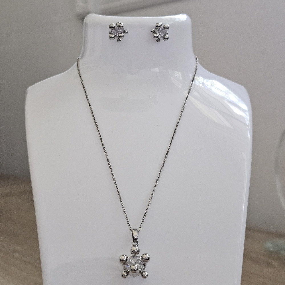Silver Necklace and Earring Set